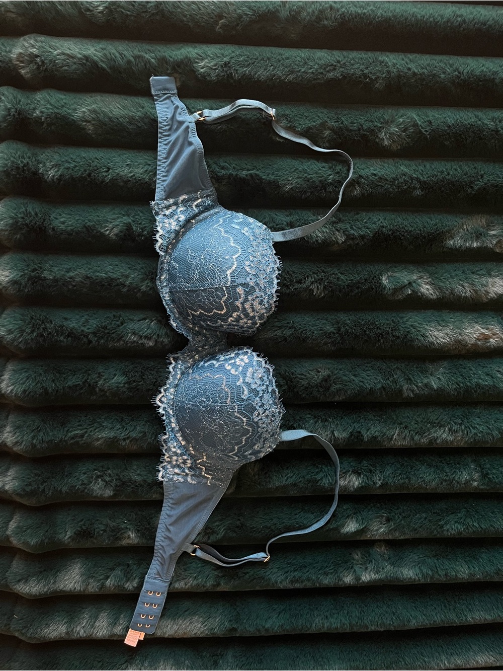 Victoria's Secret Lace Dream Angels Demi Bra - Teal Blue